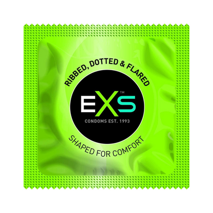 EXS Ribbed & Dotted Textured Condoms 12 Pack - Regular Fit